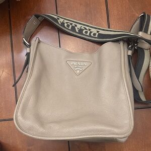 Prada Taupe Leather Crossbody Bag